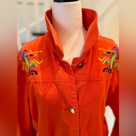 90's Unique Orange Graphic Jacket by IB Diffusion Size 14 - Picture 14 of 14